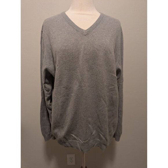 Joseph Abboud Gray 100% Cashmere V-Neck Sweater L Corpcore, Luxury - Picture 1 of 3